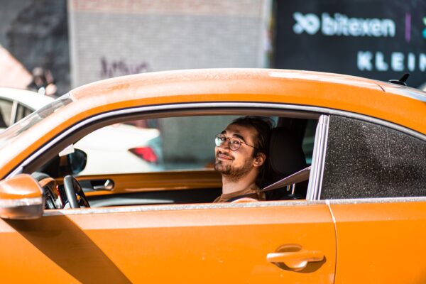 Driver wearing glasses while driving